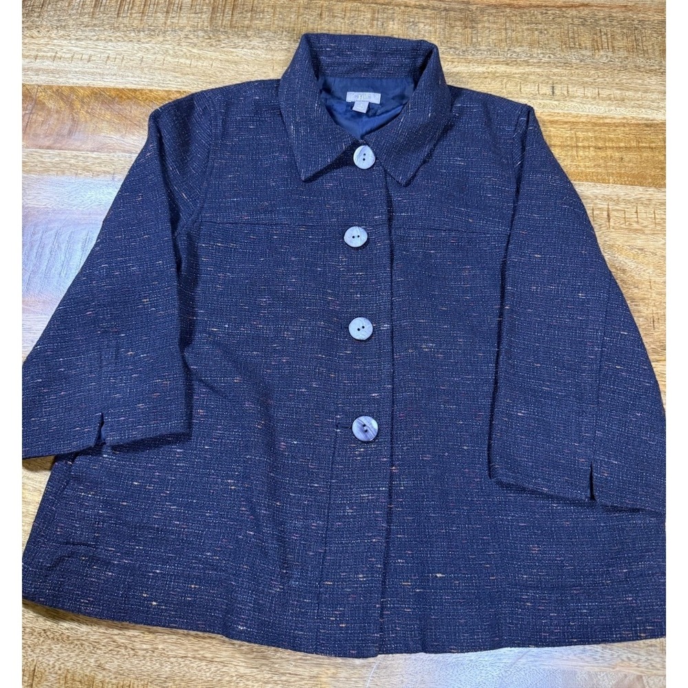 J Jill Petite Small Jacket Womens Black Tweed Button Front Career Blazer